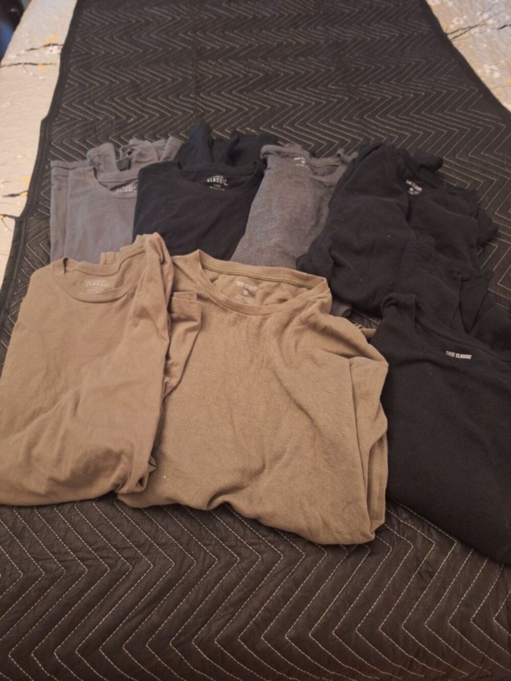 True Classic Men’s XL Waffle Knit Thermal Shirts Lot of 7 Long Sleeve Crew Neck